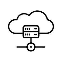 Cloud hosting symbol with server connection in minimalist style  