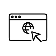 Browser interface with globe icon and cursor pointer illustration  
