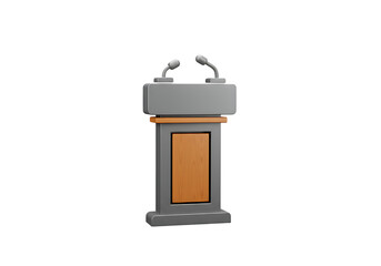 Grey and Orange Podium Lectern 3 D Icon isolated on a transparent background image