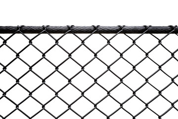Fototapeta premium Black chain-link fence texture isolated on a transparent background in PNG format.