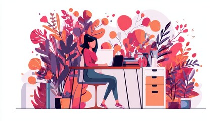 Working conditions abstract concept vector illustration set. Biophilic design in workspace, on-demand urban workplace, office disinfection service, employee safety, nature abstract metaphor., no logo