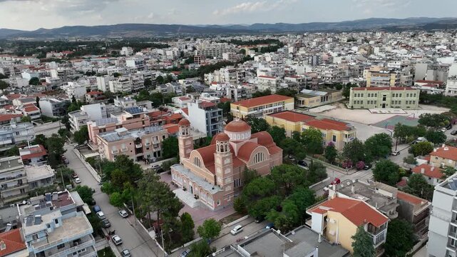 Greek Orthodox Cathedral in Dense Residential District of Alexandroupoli


