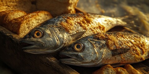 Fish being cleaned on a beach with seaweed and sandy background. This is an image of food preparation from fresh catch.
