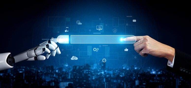 AI assisting search engine interface to find digital information, enhance SEO visibility, monitor insights, and support data access with intelligent online tools. Vouch