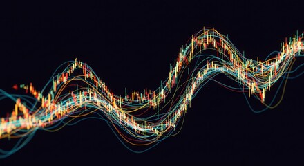 Financial fluctuations: colorful representation of market trends and volatility visualization