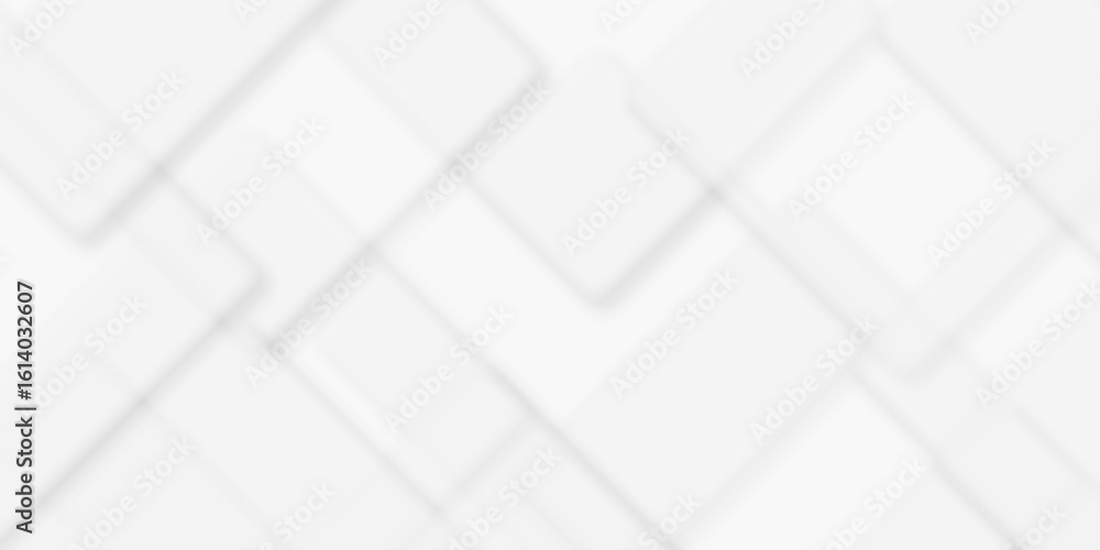 Poster modern abstract white background design with layers of textured white transparent material, minimal 