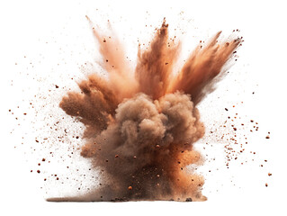 Powerful explosion with dynamic dust and debris particles captured in action photography scene
