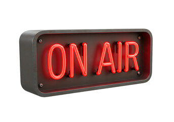 Red Neon On Air Sign Retro Metal Frame isolated on a transparent background neon sign