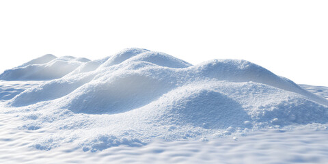Mounds of pure white snow under bright sunlight highlighting texture in wintery landscape scenery