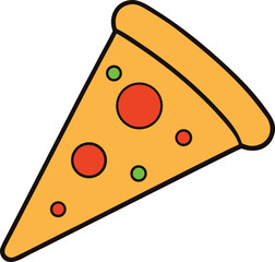 pizza slice with toppings vector illustration on transparent background