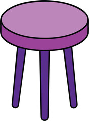 purple stool round seat vector illustration on transparent background