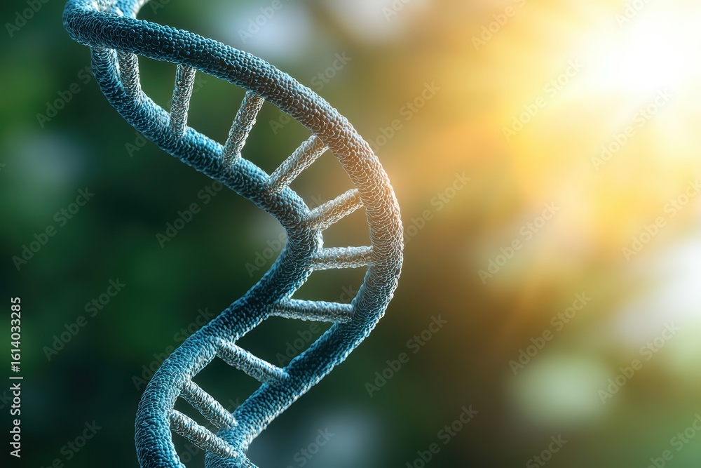 Poster spiral dna helix structure with soft background light