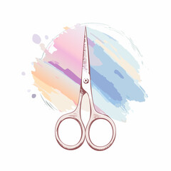 Elegant hand-drawn sketch of closed, delicate manicure scissors with fine points and round finger holes.