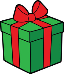 red and green gift box vector illustration on transparent background