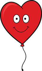 red heart balloon vector illustration on transparent background