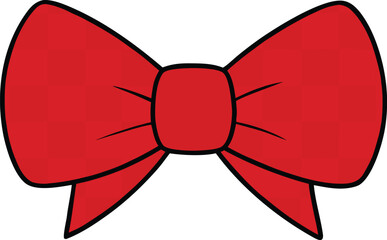 red gingham bow flat vector illustration on transparent background