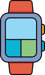smartwatch with colorful screen vector illustration on transparent background