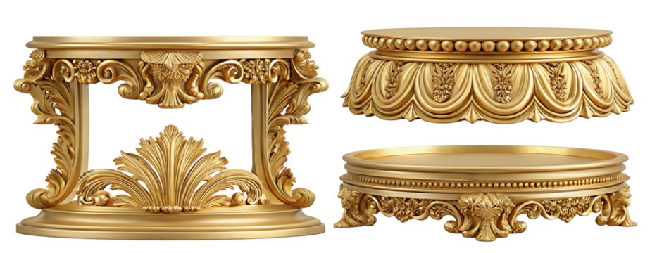 Exquisite golden ornate pedestal designs for luxurious interior decoration and architectural elegance