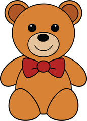 teddy bear with bow vector illustration on transparent background