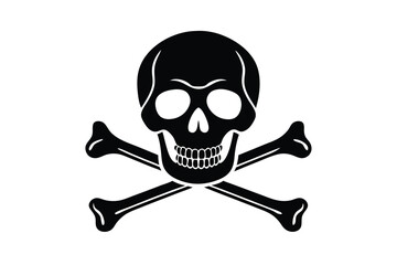 Black skull and crossbones symbol white
