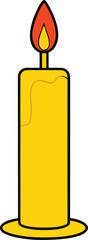 yellow candle orange flame flat style vector illustration on transparent background