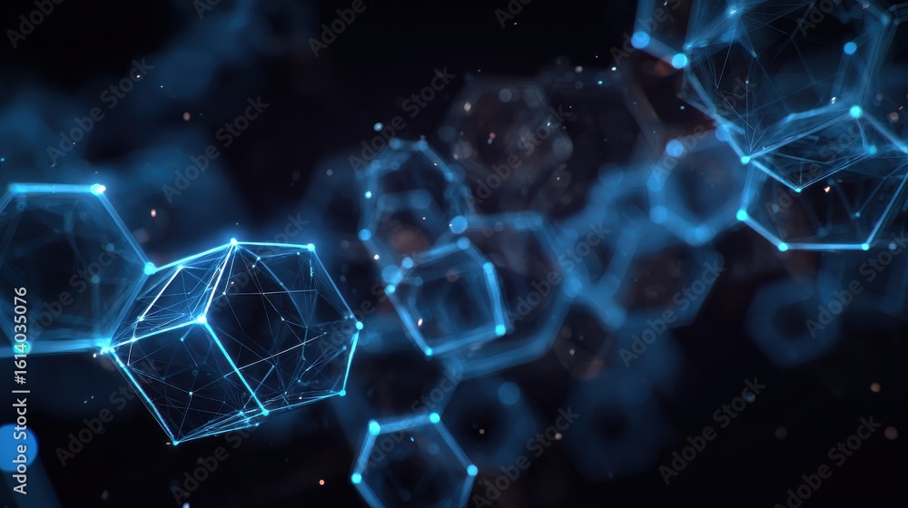 Aufkleber blockchain technology futuristic hud background with blockchain polygon peer to peer network. global
