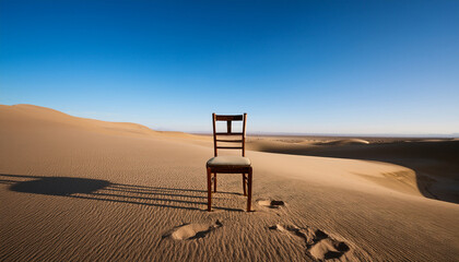 chair in desert an intriguing sight a lone chair stands amidst the barren expanse a silent enigma that sparks curiosity and imagination