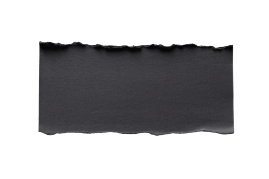 Black paper with a torn edge, isolated on a transparent background in PNG format.