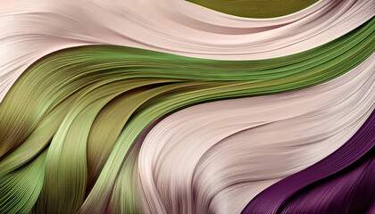 wavy abstract lines in moss green off white and deep plum