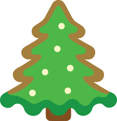 Festive green christmas tree cookie with white sprinkles