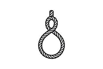 Hanging Noose Rope Knot Illustration in Black and White Silhouette Style