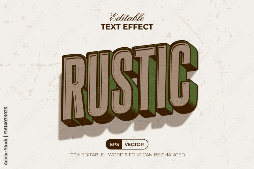 Poster rustic text effect vintage style. editable text effect.