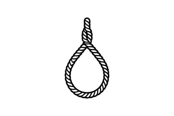 Simple Rope Noose Illustration with Clean Lines and a White Background Presented in Silhouette Style silhouette