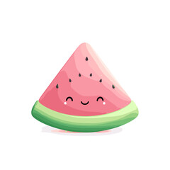 Kawaii Watermelon Slice with Smiling Face and Seeds