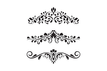 Elegant ornate floral decorative borders and dividers silhouette