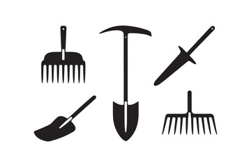 Collection of garden tools silhouette