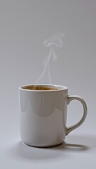 ceramic coffee mug with steam effect, isolated on white