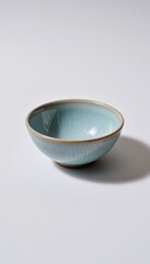 light blue ceramic bowl with clean shadow, isolated