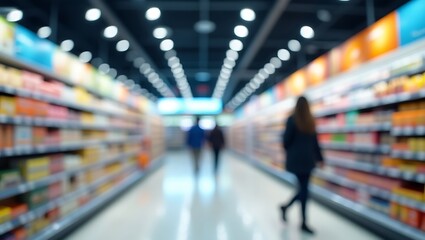 The Blurry Aisle of a Modern Supermarket