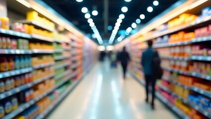Obraz premium Modern Supermarket Aisle Blur for Web Design