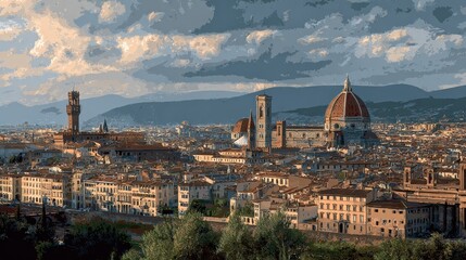 HI res 50 mega pixel Florence Tuscany panorama, no logos, no brands