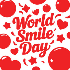 World Smile Day Celebration with Red Hearts and Shapes