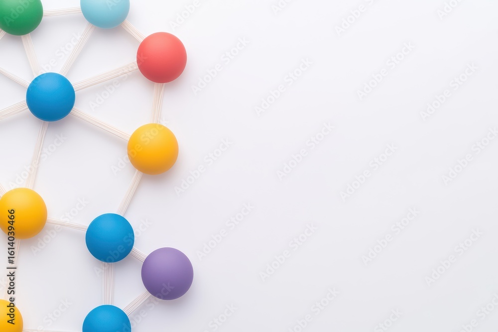 Poster colorful connection of nodes on a white background