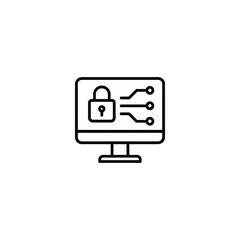 Cyber Security Monitor Padlock Icon