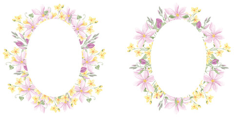 Watercolor Wreaths, Meadow frame, Baby Shower, Sublimation Elements, Tiny Flowers, Wedding clip art, Hand painted, Garden Flowers