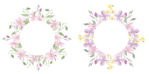 Watercolor Wreaths, Meadow frame, Baby Shower, Sublimation Elements, Tiny Flowers, Wedding clip art, Hand painted, Garden Flowers