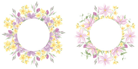 Watercolor Wreaths, Meadow frame, Baby Shower, Sublimation Elements, Tiny Flowers, Wedding clip art, Hand painted, Garden Flowers