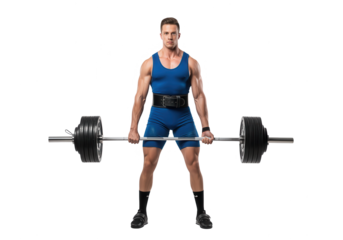 Strongman Performing Deadlift, Weightlifting Powerlifting on White