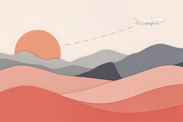 Sunset Flight A Serene Journey Over Rolling Hills