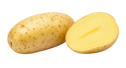 Isolated Whole and Halved Potato